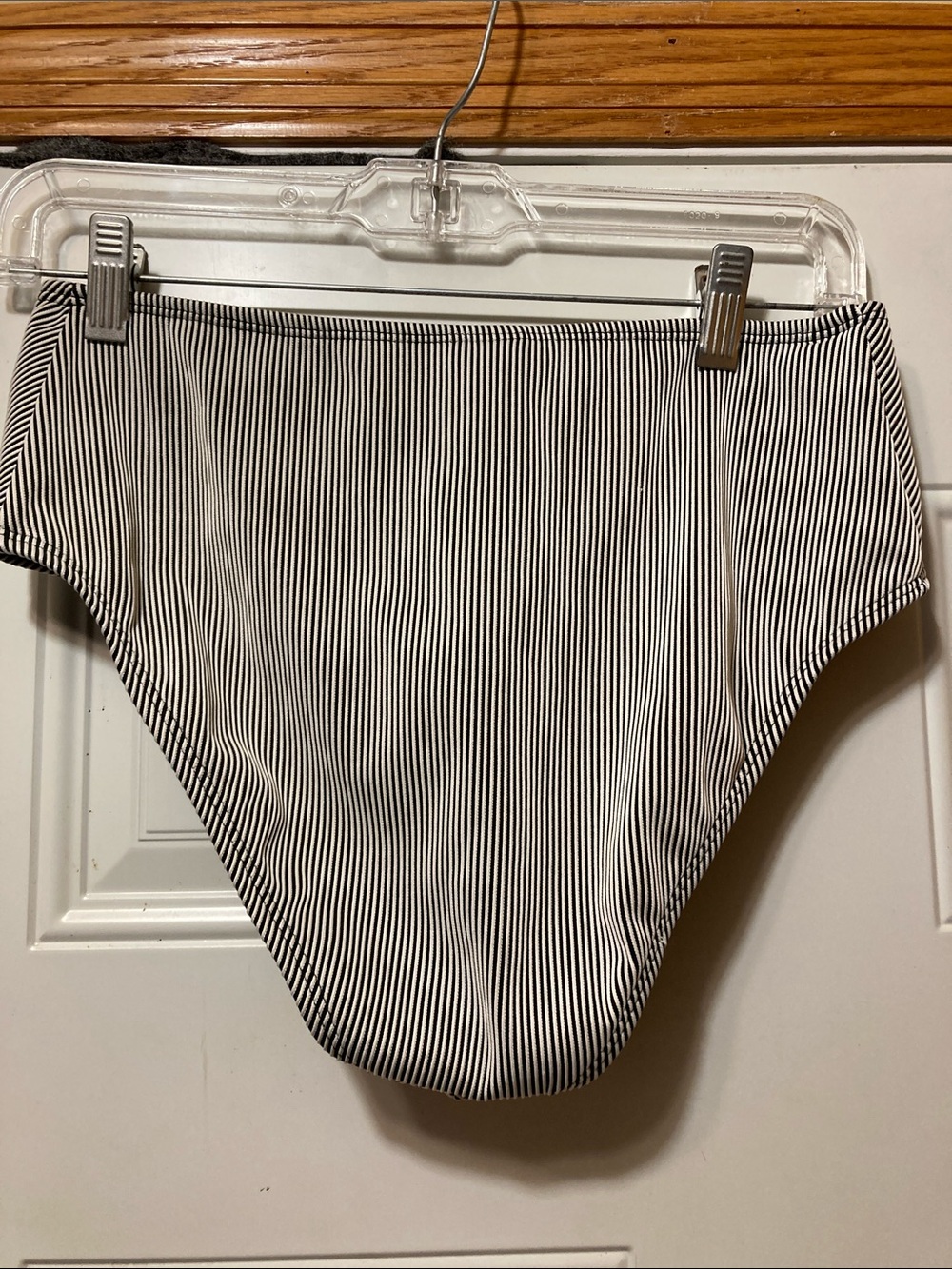 High-Waist Black and White‎ Pinstripe Bikini Bottom M